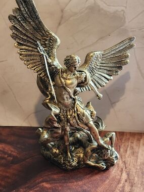 12 inch Bronze-Tone St Michael Archangel Statue San Miguel Arcangel Decor
